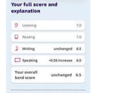 IELTS 6.5 成績單